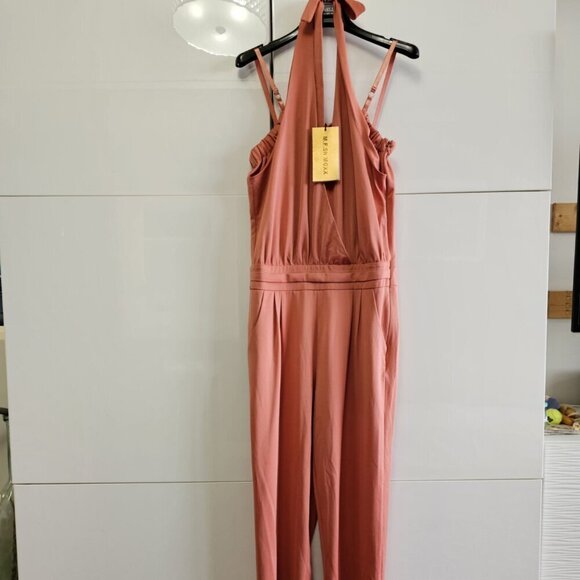 New Summer Loose Wide Leg Jumpsuits Coral Sleeveless Jumpsuit - Picture 3 of 16